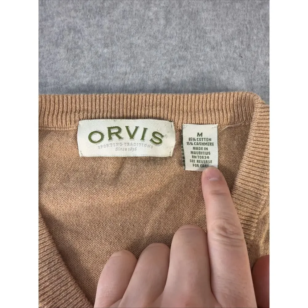 Orvis Camel Colored Sweater, Medium, Cashmere And Cotton